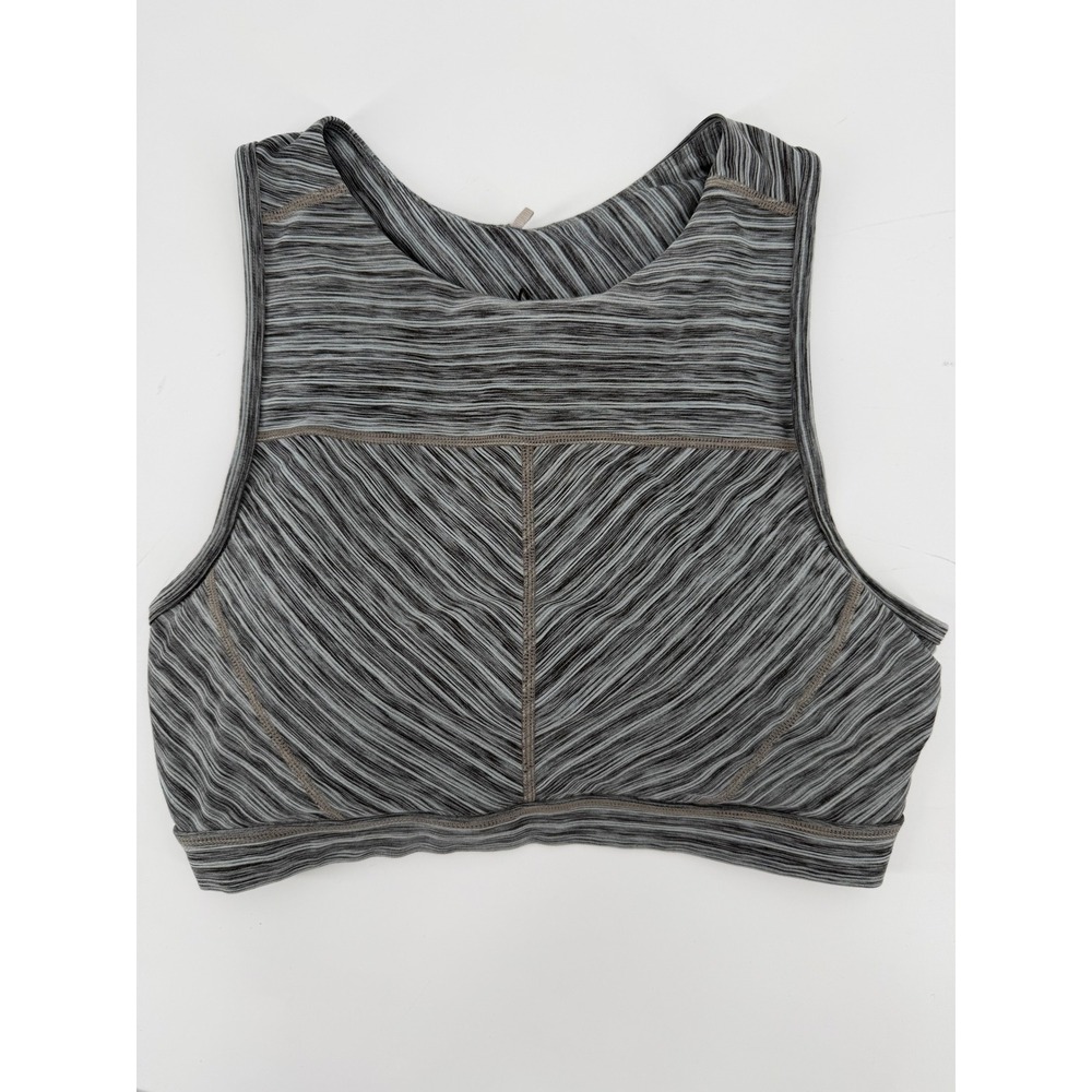 prAna Womens Grey Space Dye High Neck Cross Back Sports Bra Size Medium